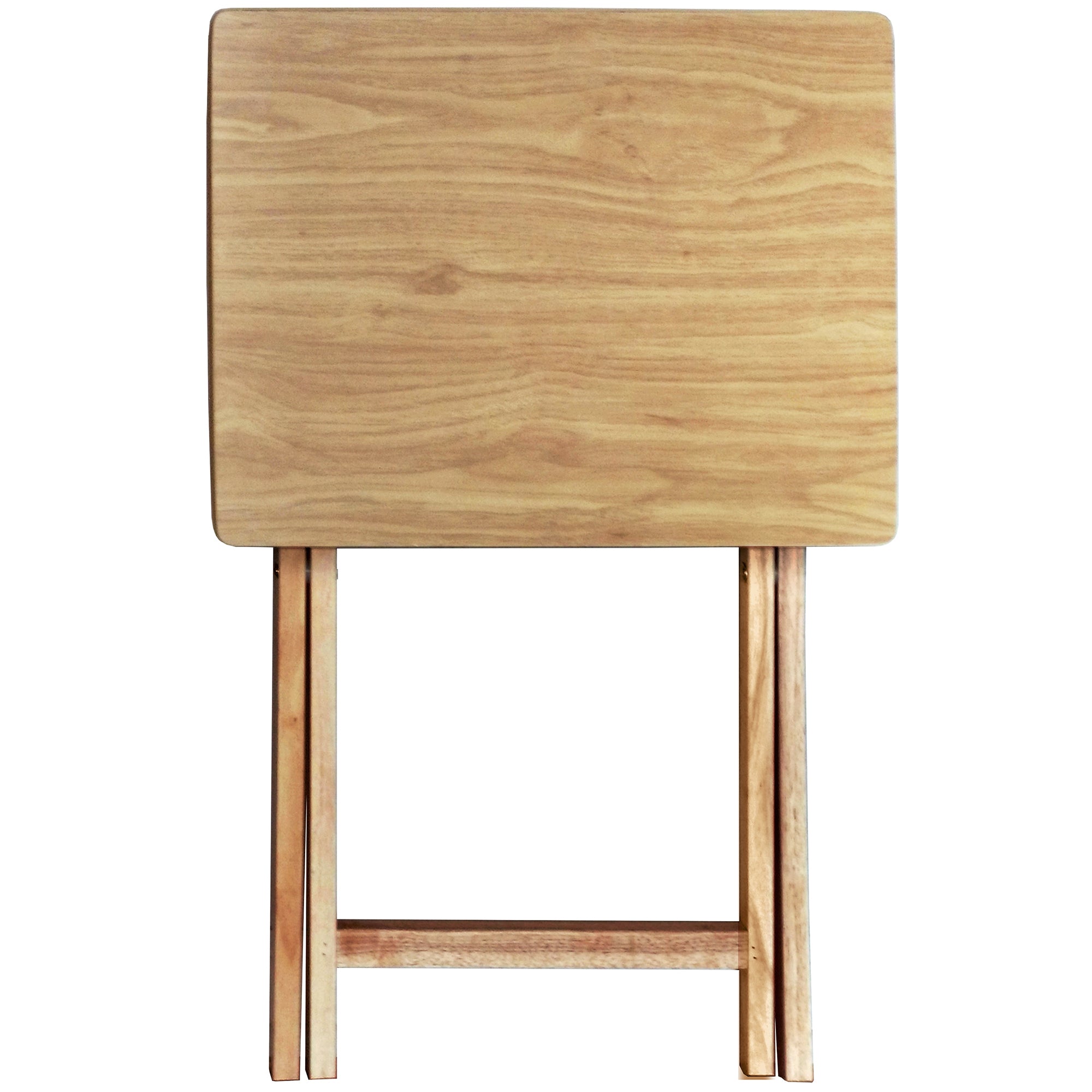 Plastic Development Group Folding 5 Piece Wooden TV Tray Set, Natural (Open Box) - VMInnovations
