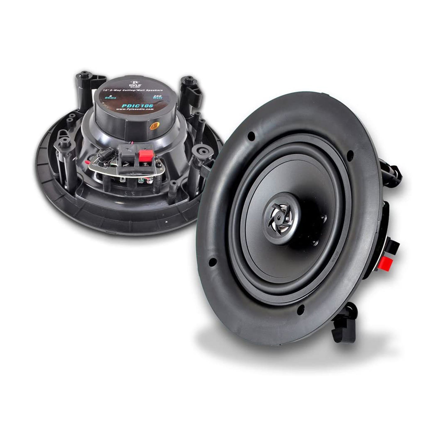 Pyle 10 Inch 250 Watt In Ceiling Wall 2 Way Flush Speaker System Pair (2 Pack) - VMInnovations