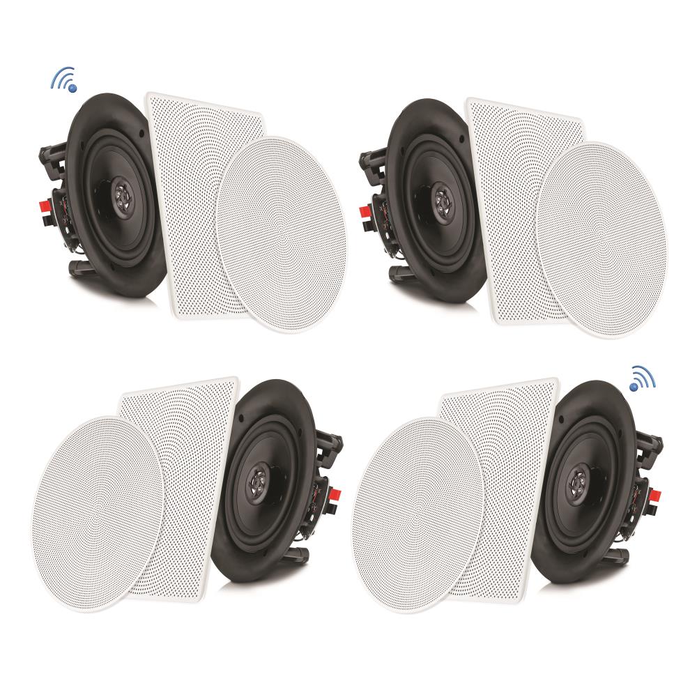 Pyle Audio 2 Way Flush Mount Bluetooth Ceiling Wall Speakers, 4 Pack (For Parts)