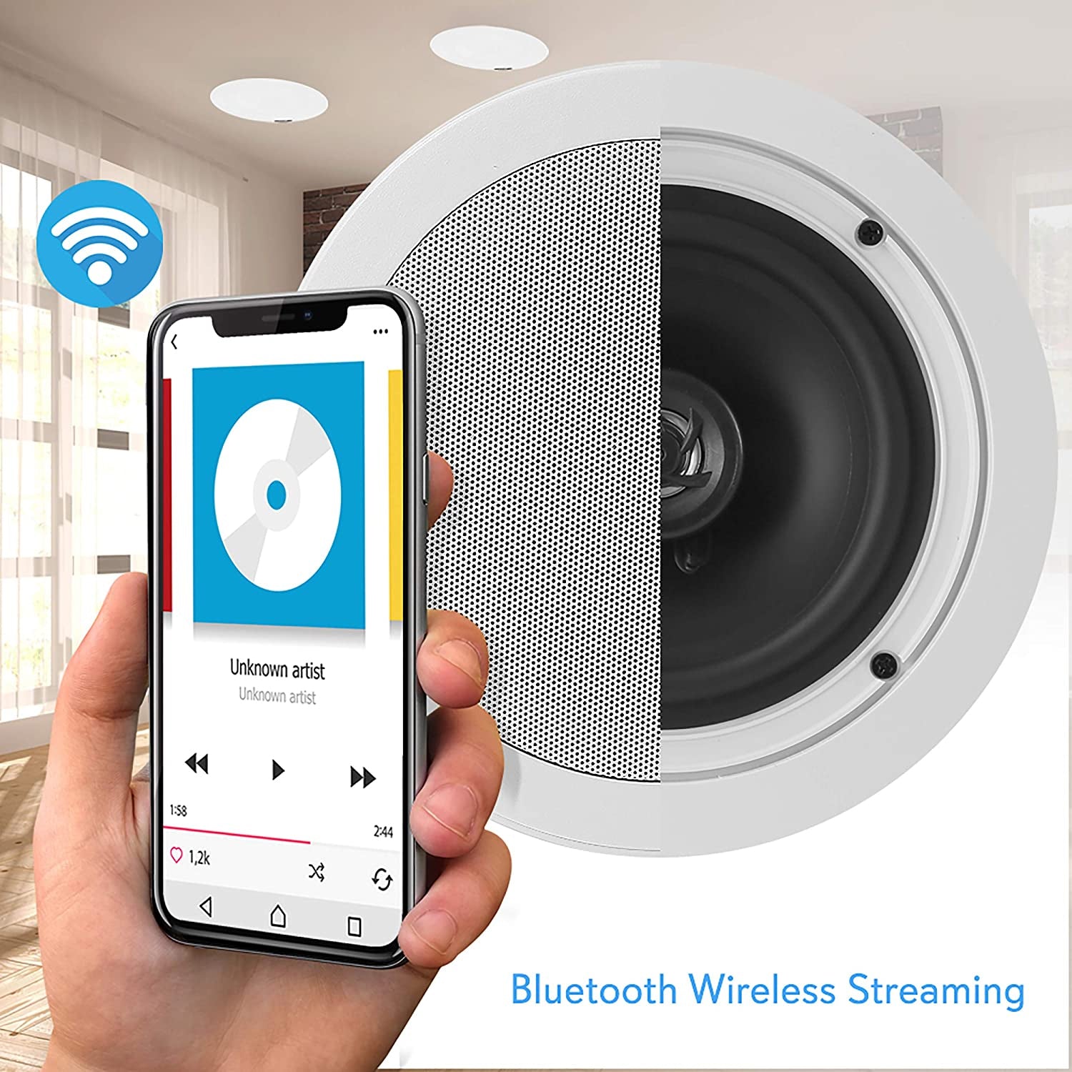 Pyle PDICBT552RD Flush Wall Mount 2 Way Bluetooth Speaker System Pair (2 Pack) - VMInnovations