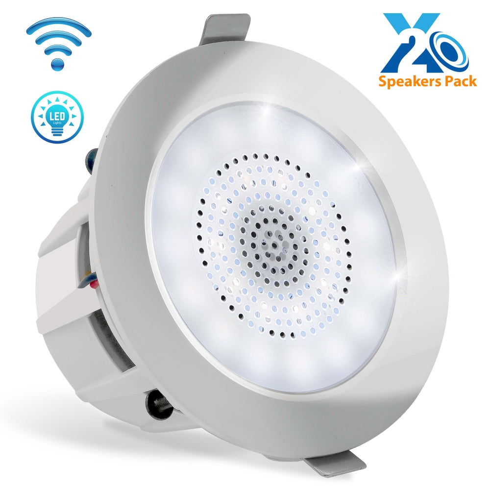 Pyle 4 Inch 2 Way 160W Bluetooth Ceiling Wall Speakers & LED Light (4 Pack)