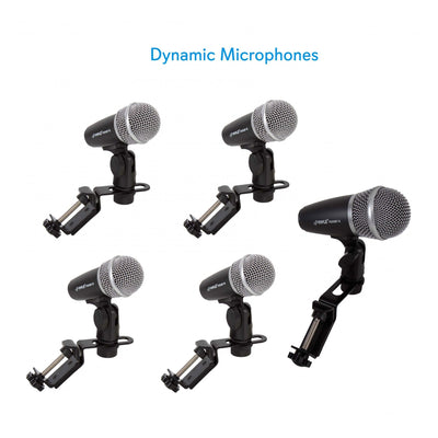 Pyle PDKM12 Wired Drum and Instrument Microphone Kit with XLR Cables (4 Pack)