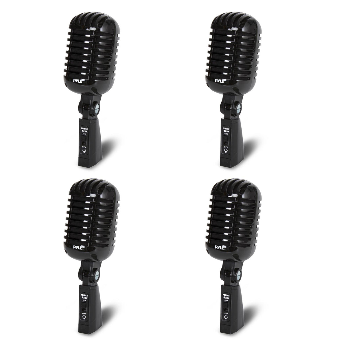 Pyle Pro PDMICR42BK Vintage Retro Style Dynamic Studio Vocal Microphone (4 Pack)