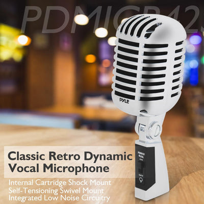 Pyle Pro PDMICR42SL Vintage Retro Style Dynamic Studio Vocal Microphone (2 Pack)