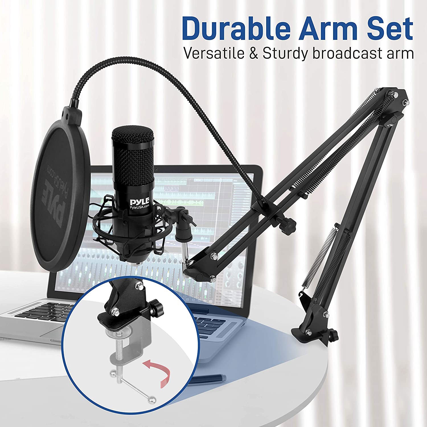 Pyle Pro Audio Recording Computer Desk Attached USB Microphone Kit (Open Box)
