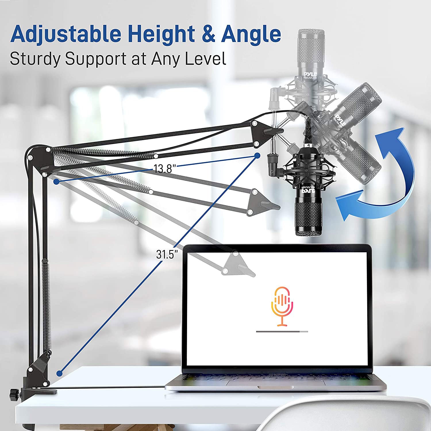 Pyle Pro Audio Recording Computer Desk Attached USB Microphone Kit (Open Box)