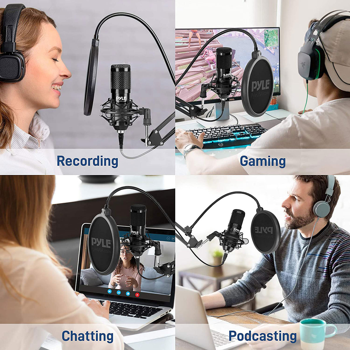 Pyle Pro Audio Recording Computer Desk Attached USB Microphone Kit (used)