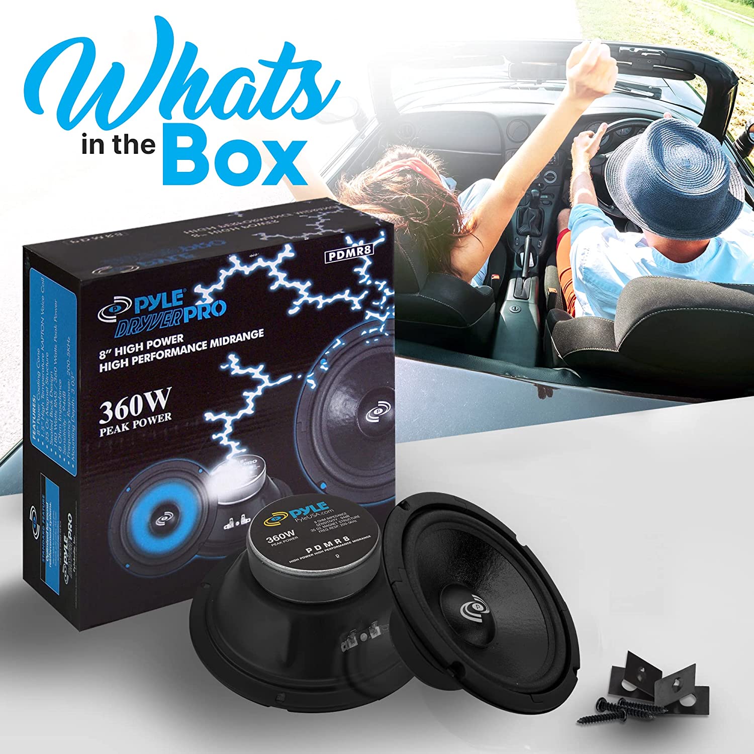 Pyle PDMR8 8 Inch 360W 8-Ohm High Power Mid Range Driver Audio Speaker, Black - VMInnovations