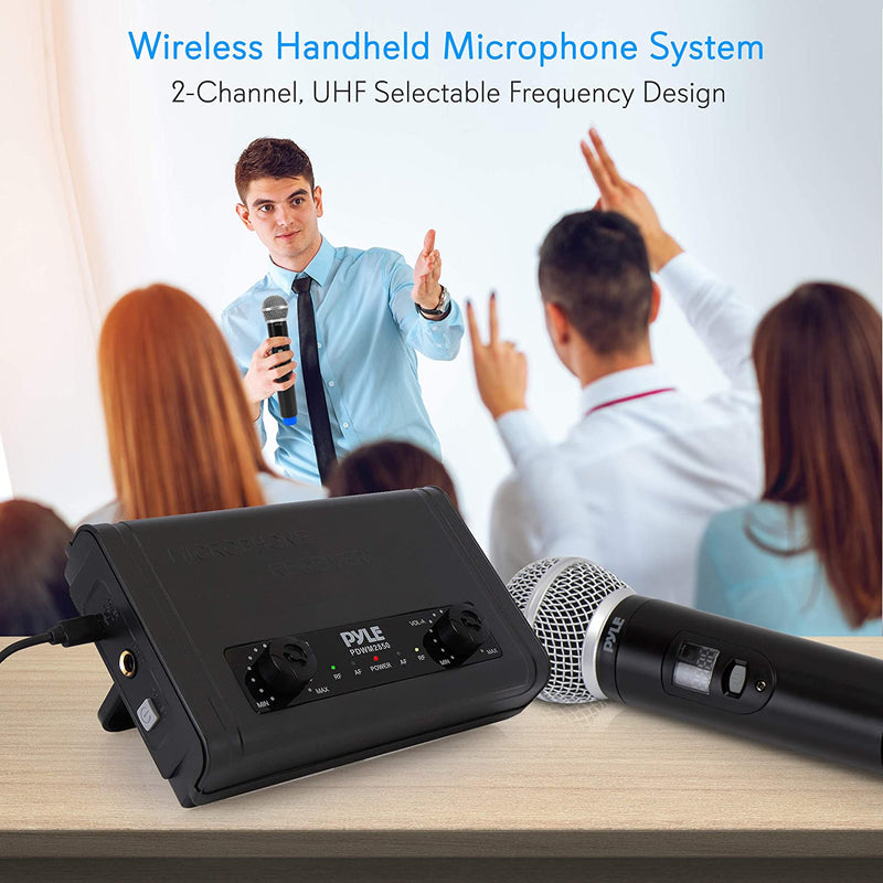 Pyle PDWM2850 Dual Channel Wireless Desktop Microphone Receiver System (4 Pack)