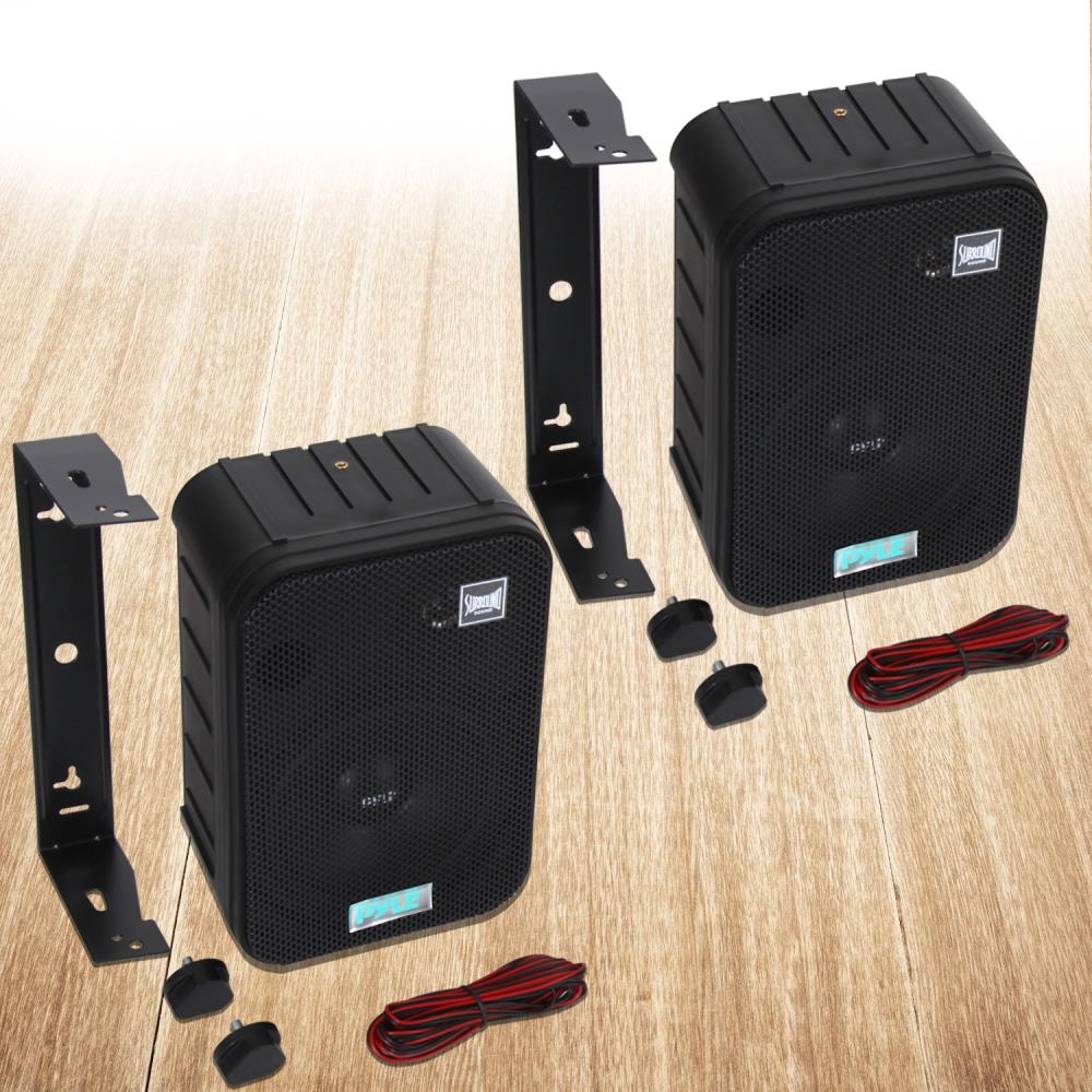Pyle Waterproof Indoor Outdoor 6.5 Inch Speaker System, Black (2 Pack)(Open Box)