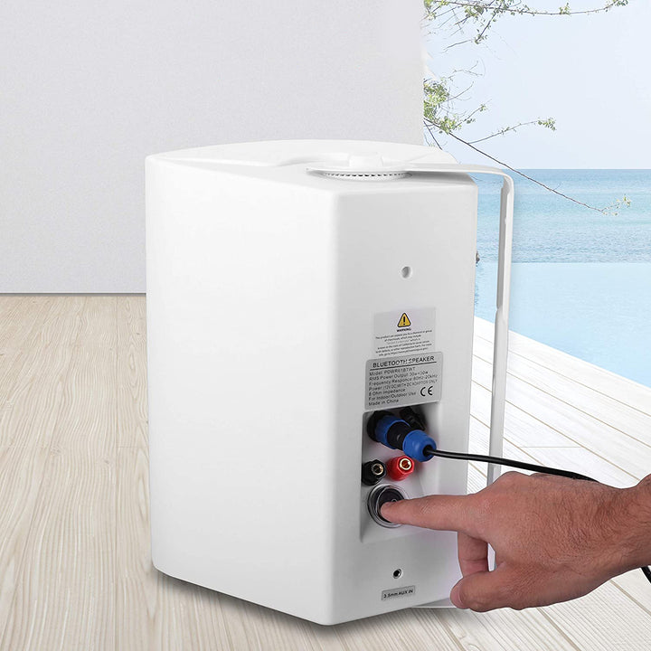 Pyle Bluetooth Indoor Outdoor 6.5 Inch Speaker System, White (2 Pack) (Used) - VMInnovations