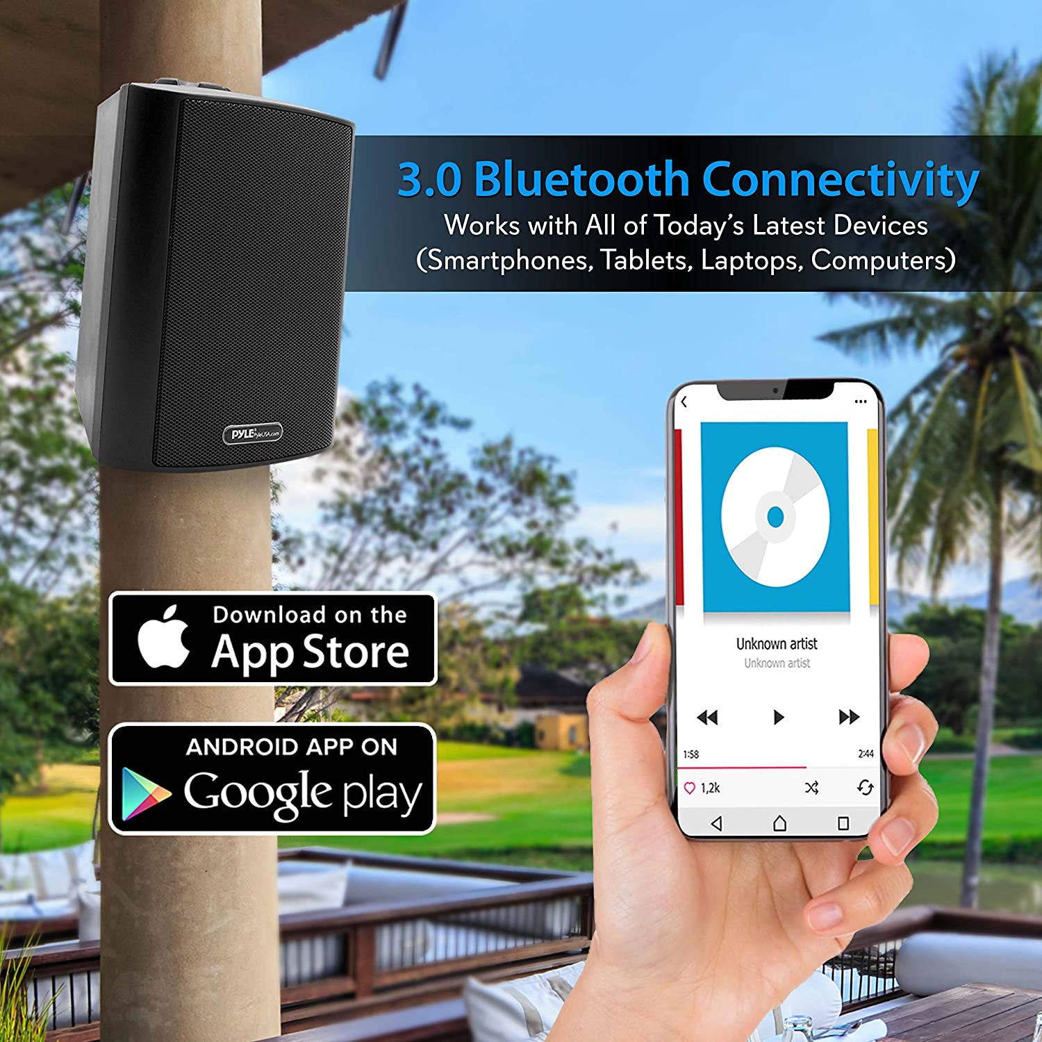Pyle Audio Wall Mount 6.5" Waterproof Bluetooth Indoor & Outdoor Speaker System - VMInnovations