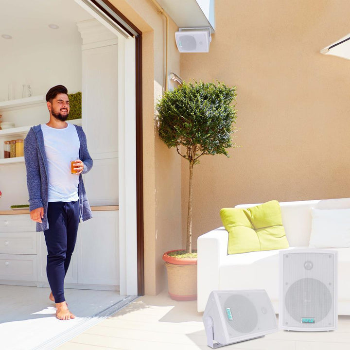 Pyle PDWR63 Waterproof Indoor Outdoor 6.5" 350W Speaker System, White (2 Pack) - VMInnovations