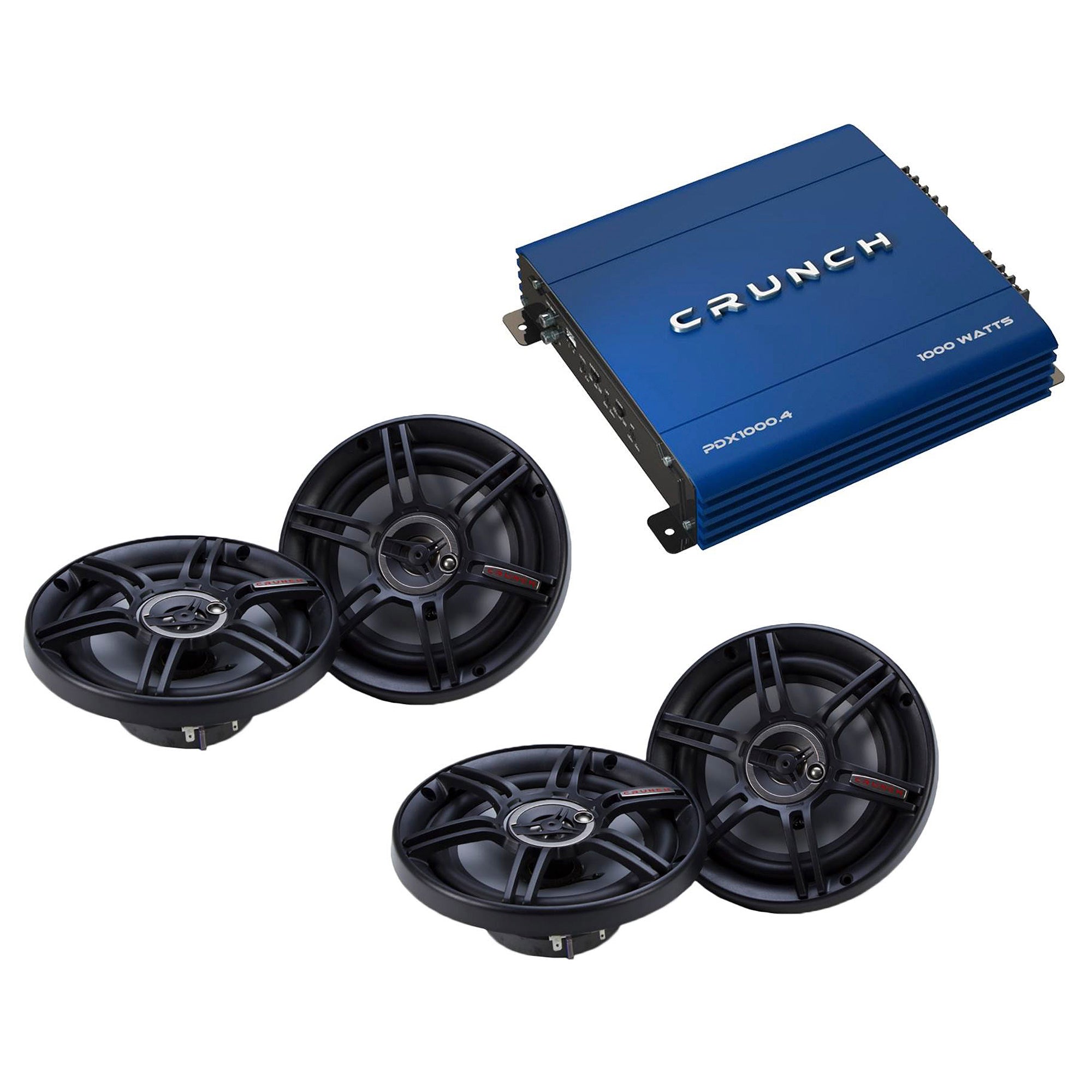 Crunch PowerDriveX 4 Channel Car Stereo Amplifier with 300W 6.5" Speakers, Pair - VMInnovations