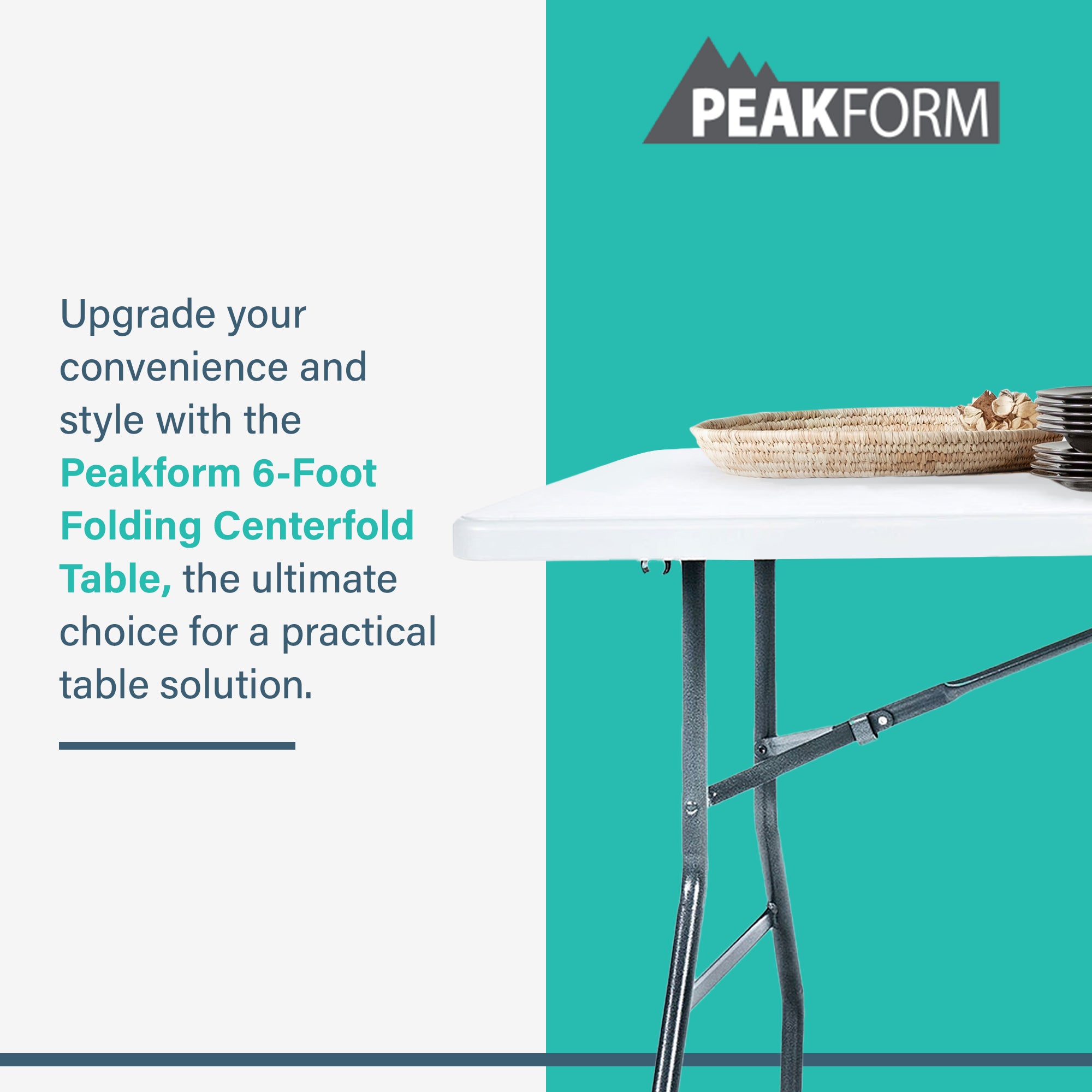 Peakform Compact Banquet Table for Indoor/Outdoor Use, 6 Ft, White (Used) - VMInnovations