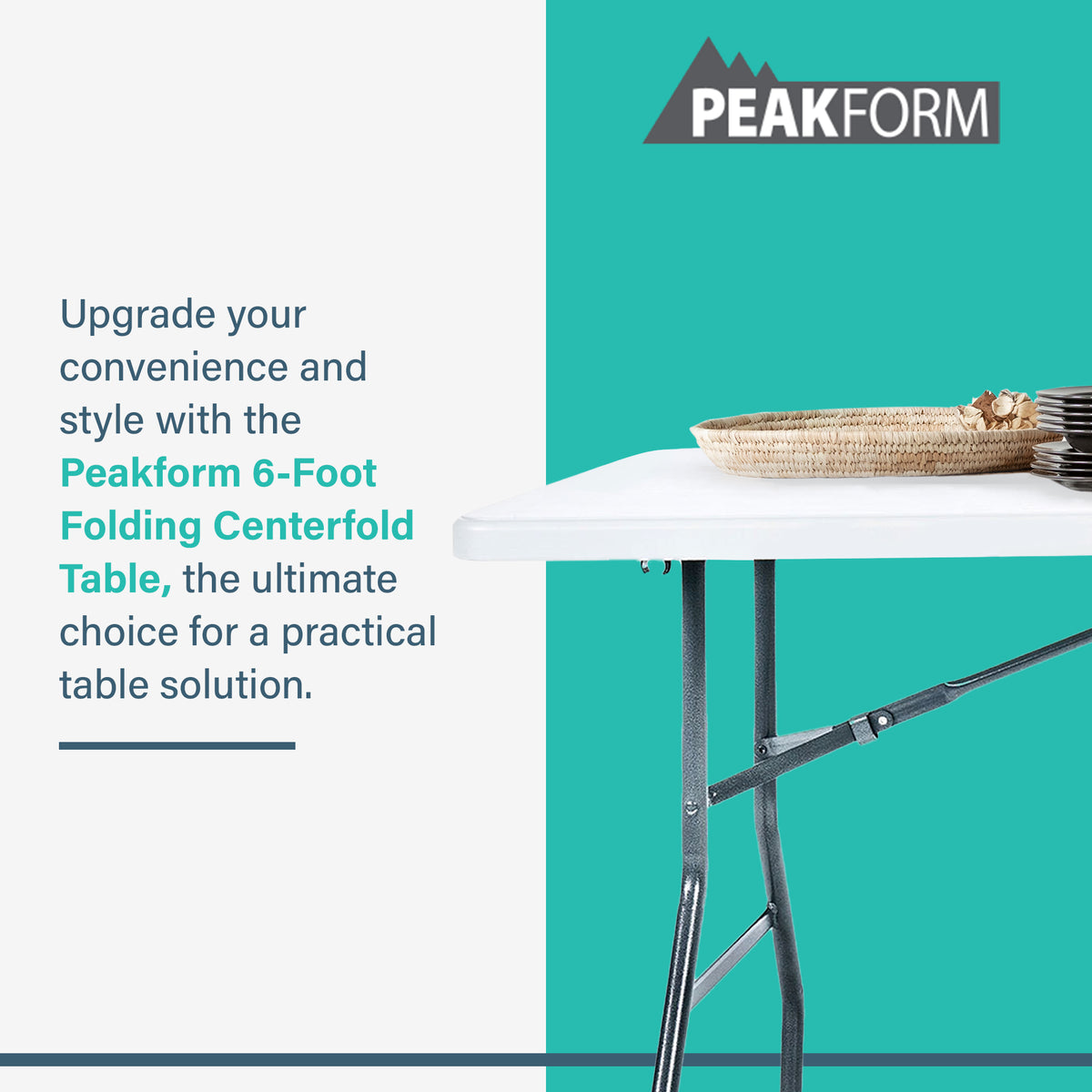 Peakform Fold In Half Banquet Table for Indoor Outdoor Use, 6 Ft,White(Open Box) - VMInnovations