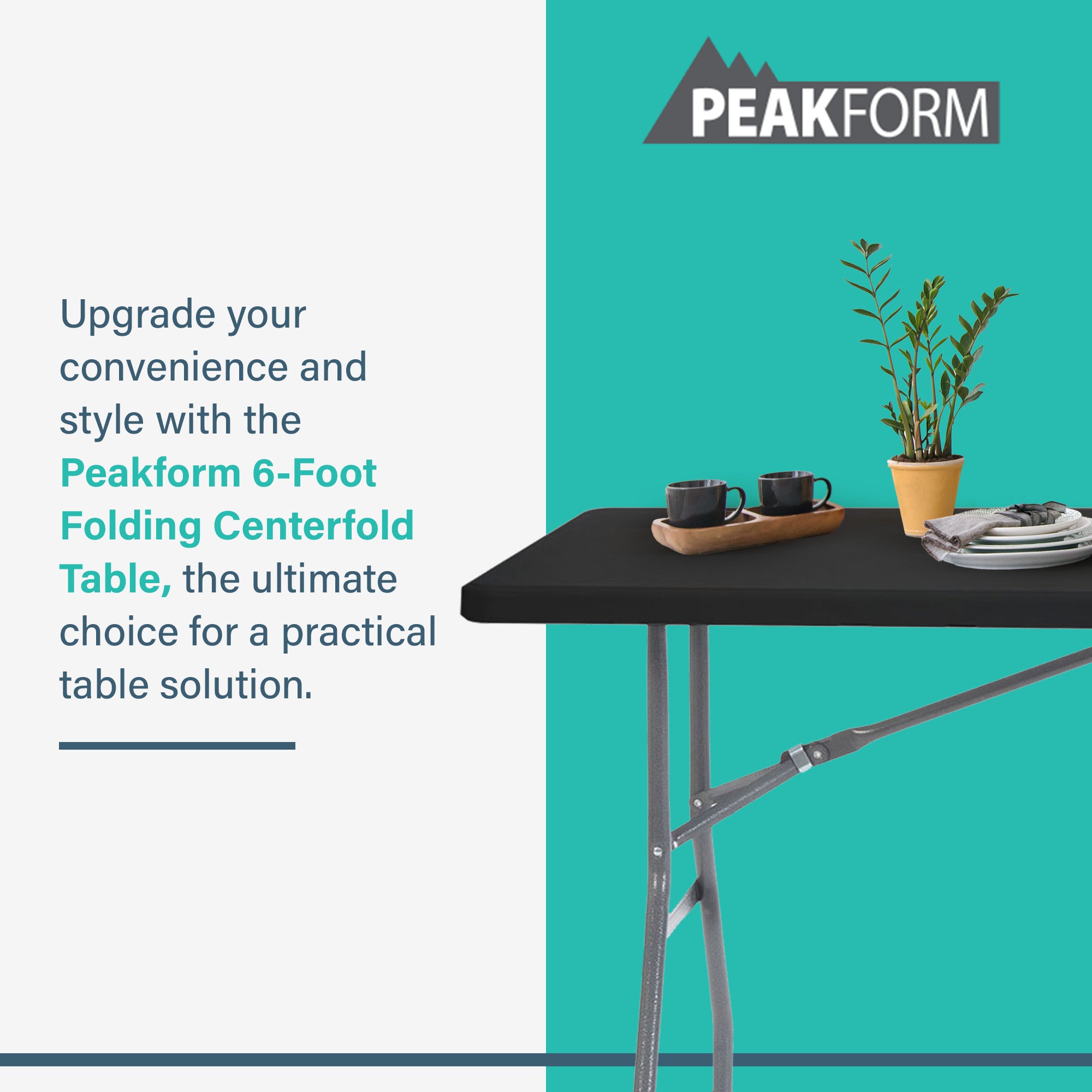 Plastic Development Group 6 Foot Indoor or Outdoor Folding Banquet Table, Black - VMInnovations