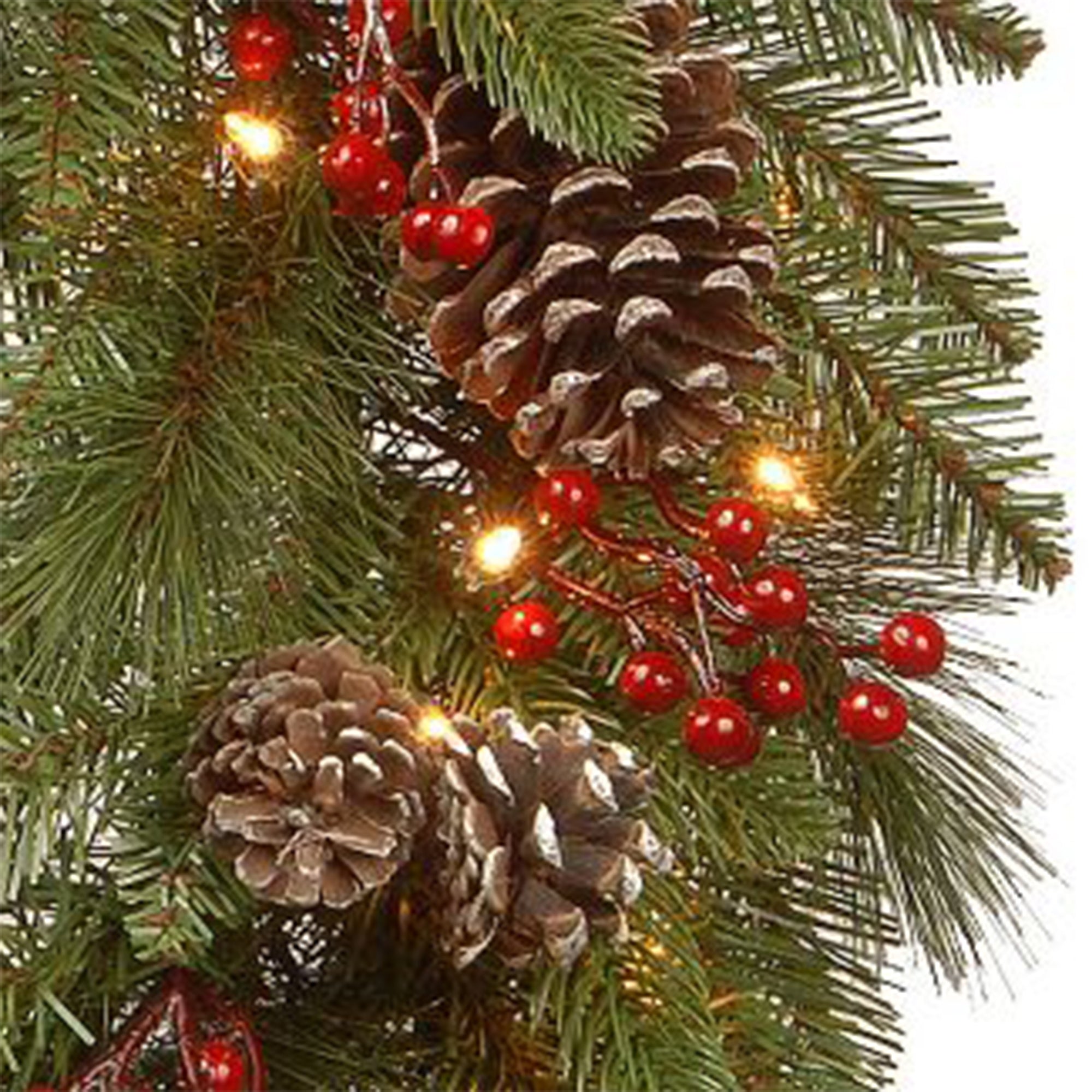National Tree Company Bristle Berry Pine 24" Prelit Christmas Wreath, LEDs(Used) - VMInnovations