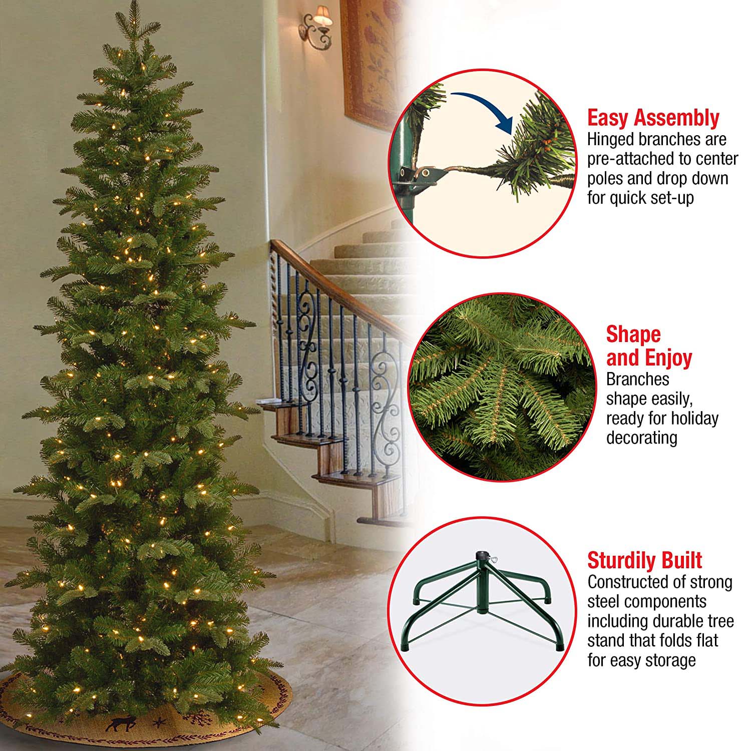 National Tree 7.5" Prescott Slim Pre-Lit Artificial Christmas Tree (Open Box) - VMInnovations