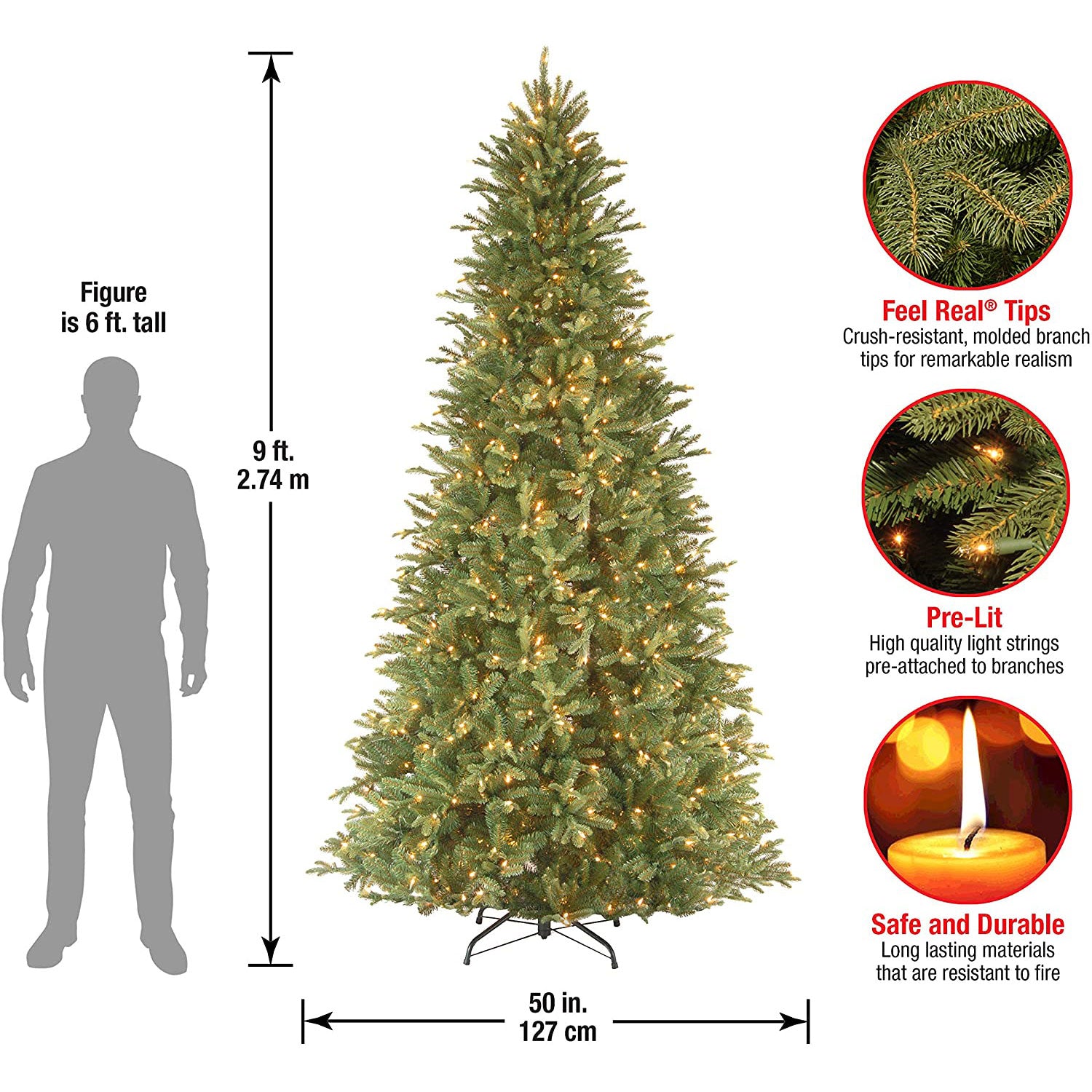 National Tree Company Feel Real 9' Artificial Christmas Tree w/ Lights (Used) - VMInnovations