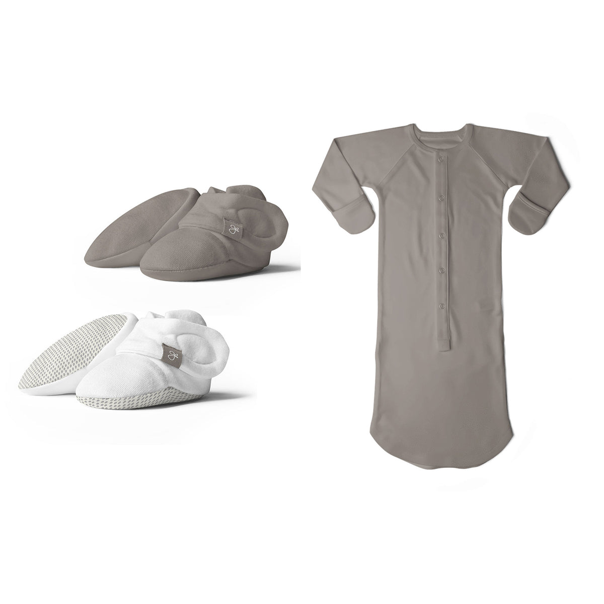 Goumikids Baby Footie Pajama with Soft Stay On Booties (2 Pair), Pewter/Gray - VMInnovations