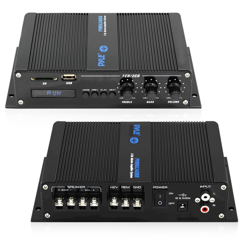 Pyle 2 Channel 200 Watt Marine Amp Amplifier Receiver Sound System (2 Pack)
