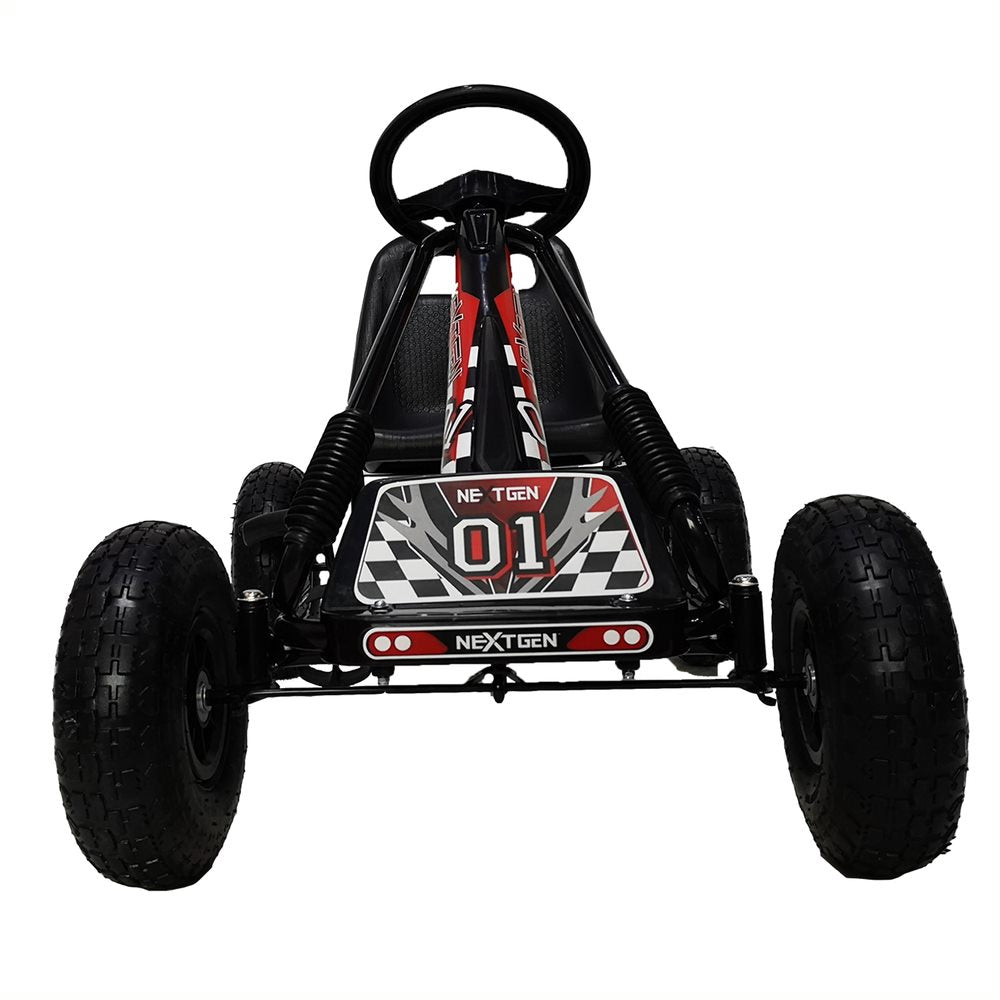 NextGen Kids 4 Wheel Ride On Car Pedal Go Cart & Safety Helmet, Black (Open Box)