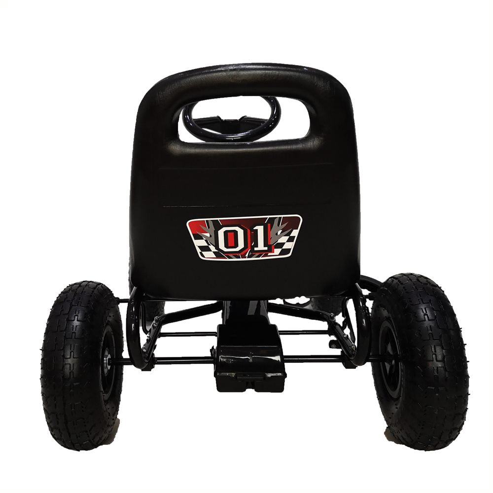NextGen Kids 4 Wheel Ride On Car Pedal Go Cart & Safety Helmet, Black (Open Box)