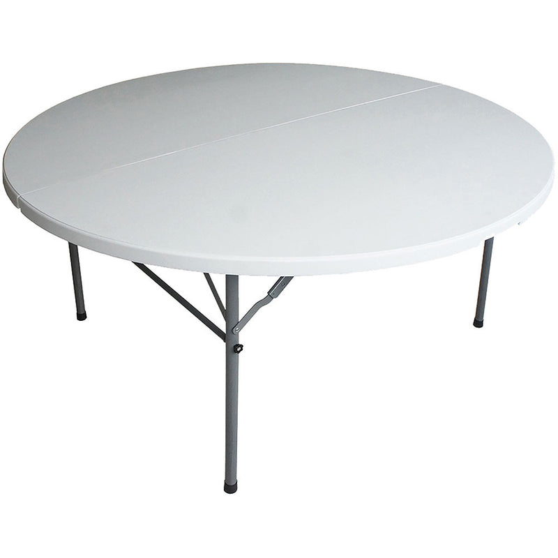 Plastic Development Group 5 Foot Fold In Half Round Folding Banquet Table, White