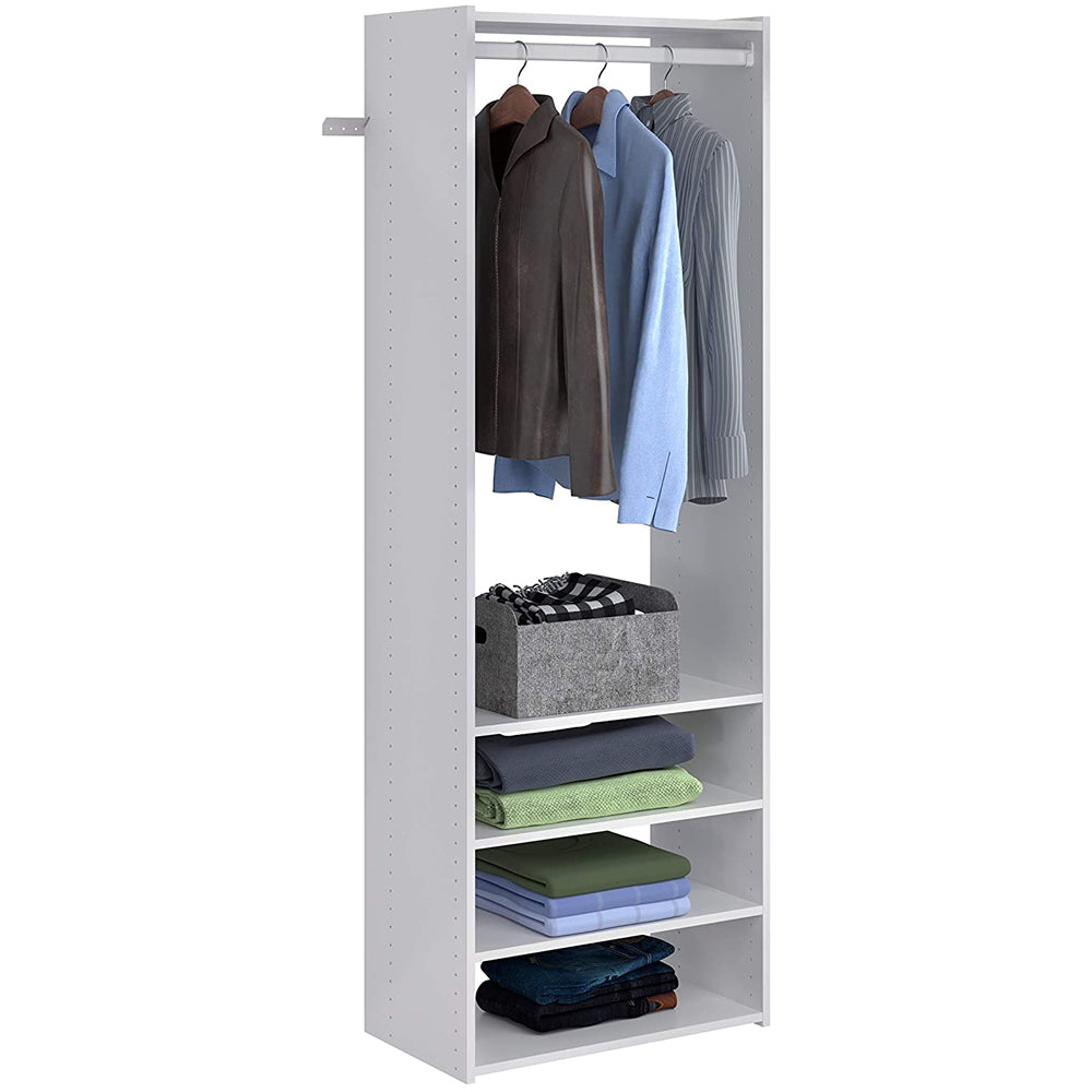 Easy Track Wooden Select Tower Closet Organizer System Kit with Shelves, White