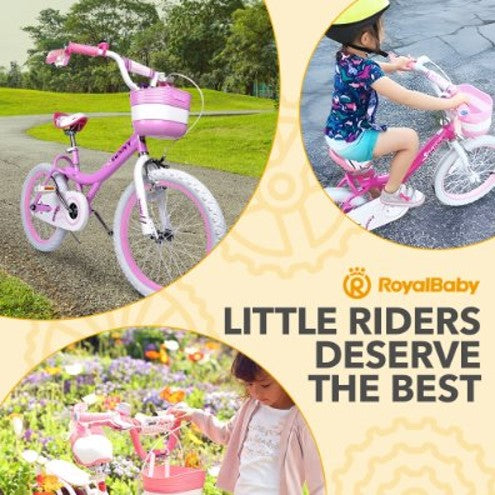 RoyalBaby Princess Girl Bike 16"w/Training Wheels & Kickstand, Bunny/Pink Purple - VMInnovations