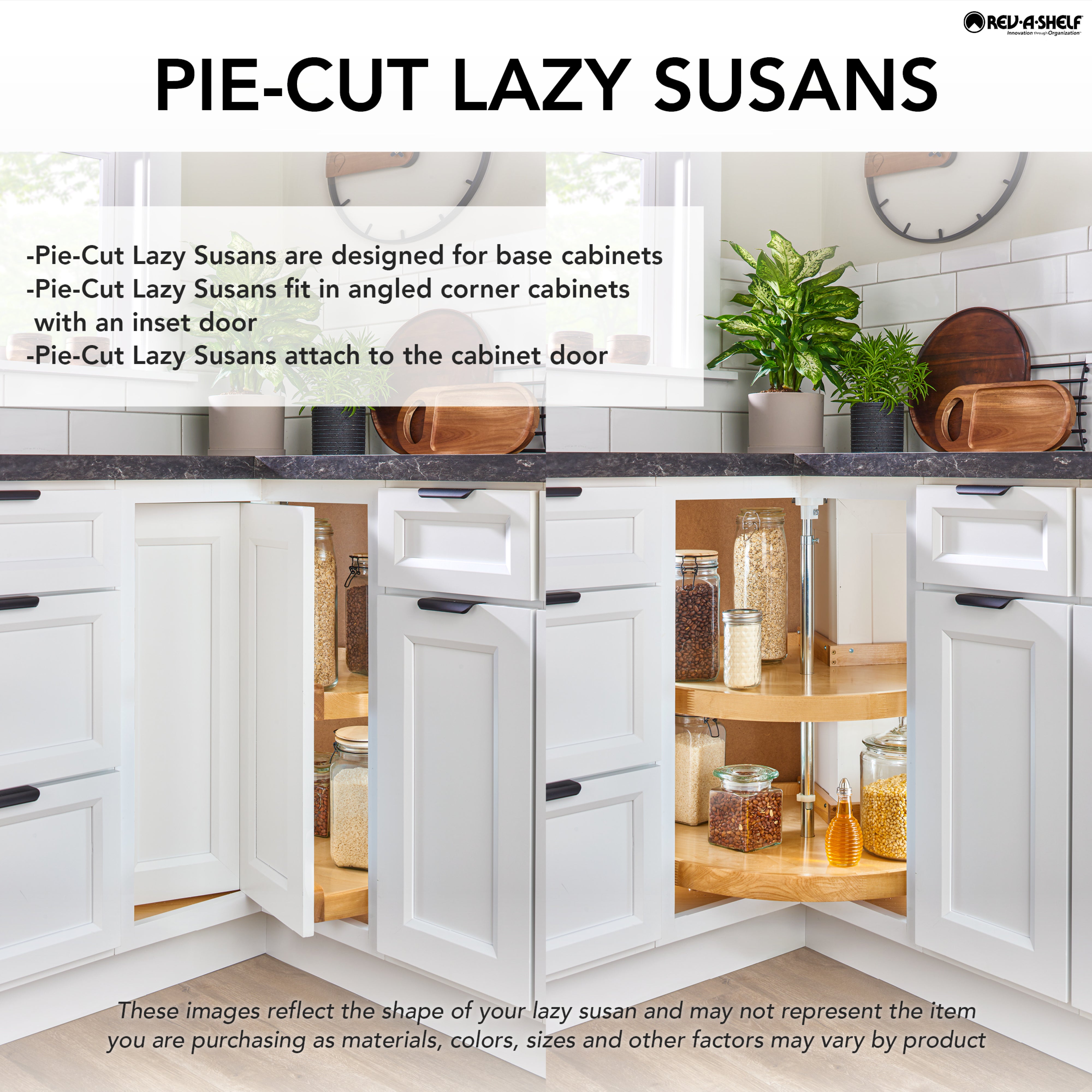 Rev-A-Shelf 6942-28-11-52 28 Inch Pie Cut 2-Shelf Lazy Susan, White (Open Box)