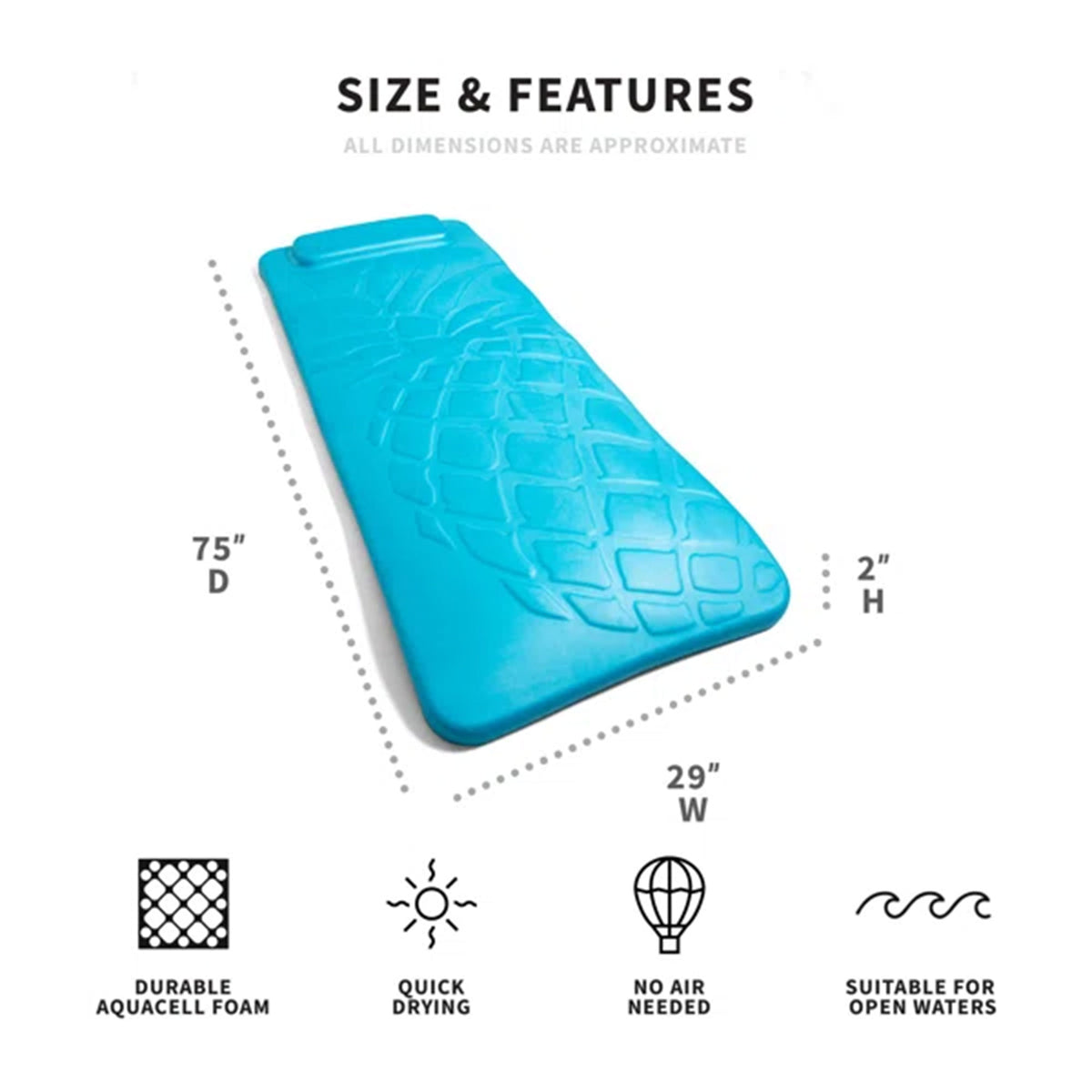 Big Joe Aquaria Roll-Up Swimming Pool Pineapple Luxury Lounge Float, Blue