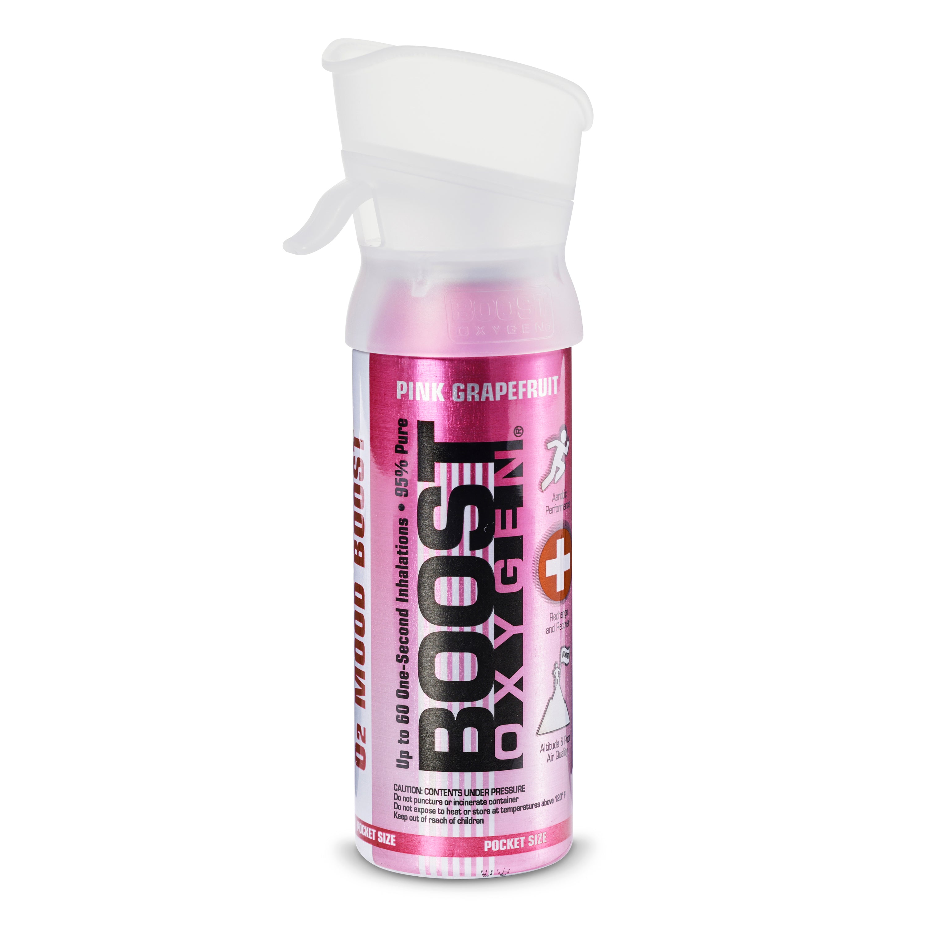 Boost Oxygen 3 Liter Pocket Sized Canned Oxygen with Mouthpiece, Pink Grapefruit