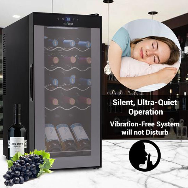 NutriChef Digital Electric 15 Bottle Thermoelectric Wine Chiller Cooler, Black - VMInnovations