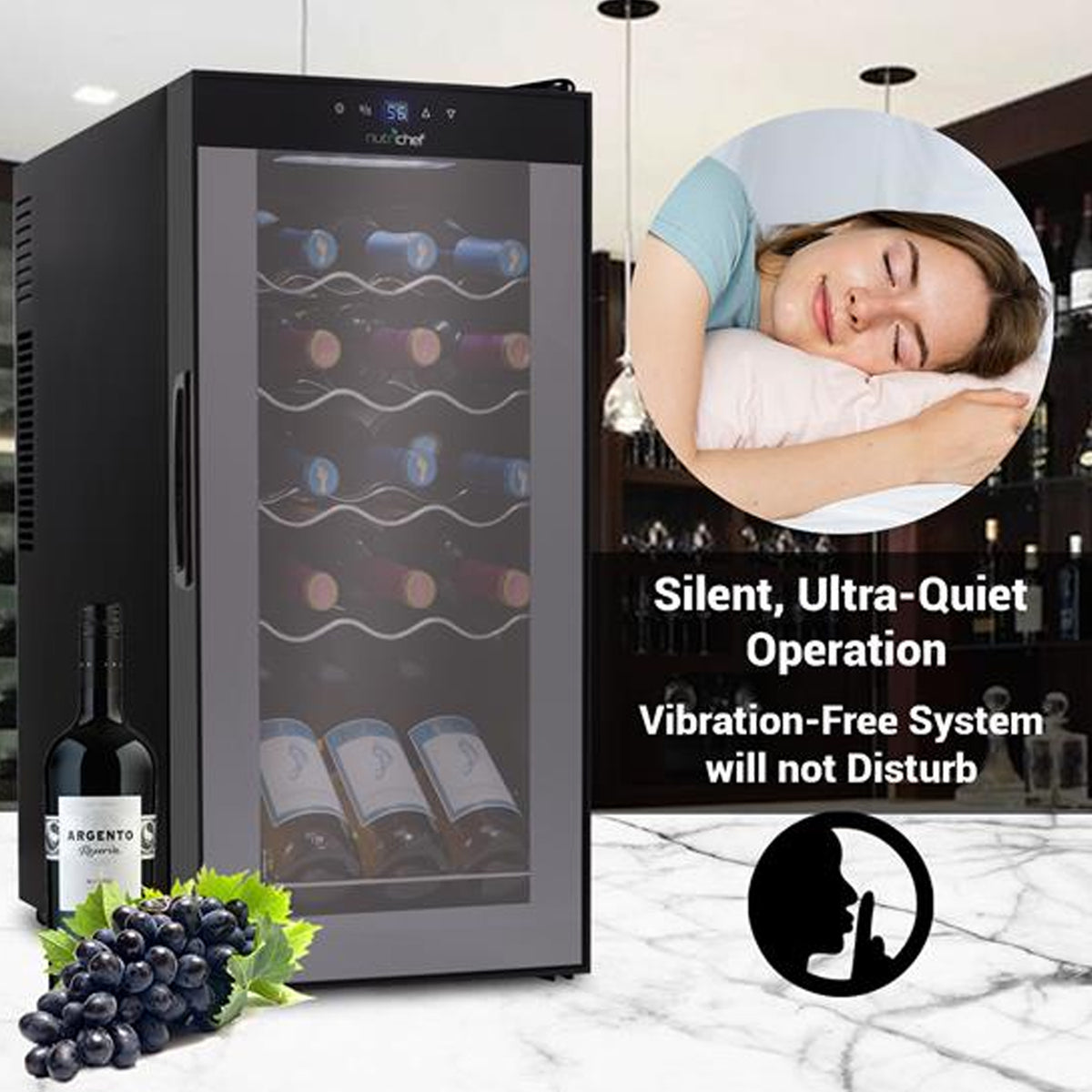 NutriChef Digital Electric 15 Bottle Thermoelectric Wine Chiller Cooler (2 Pack)
