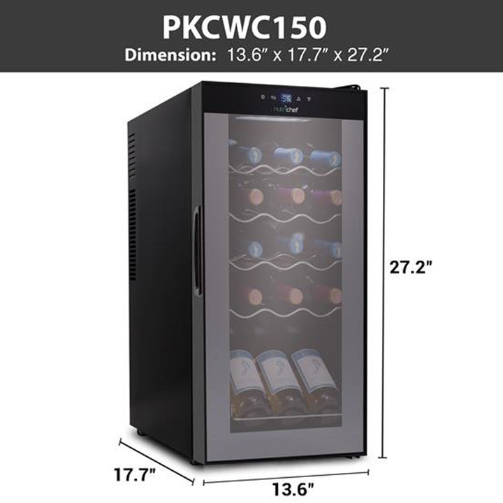 NutriChef Digital Electric 15 Bottle Thermoelectric Wine Chiller Cooler, Black - VMInnovations