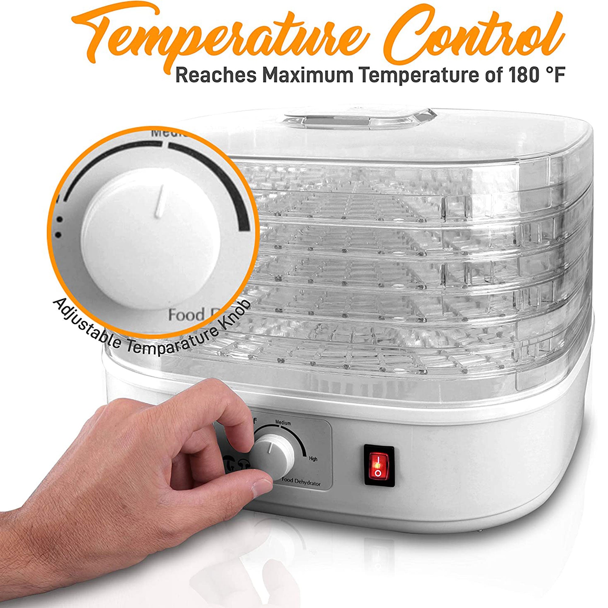 NutriChef Countertop 5 Tray Rack Electric Food Dehydrator Machine (Open Box) - VMInnovations