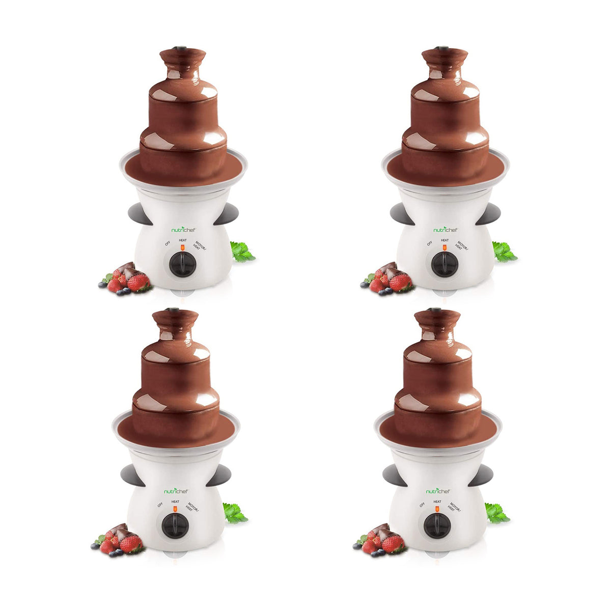 NutriChef 16oz 3 Tier Electric Fondue Maker Fountain Chocolate Melter (4 Pack) - VMInnovations