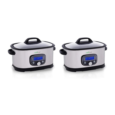 NutriChef 11 in 1 Electric Sous Vide Slow Multi Cooker, Stainless Steel (2 Pack)