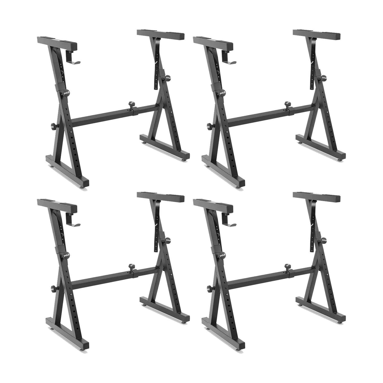 Pyle PKST38 Heavy Duty Folding Z Style Piano Keyboard Stand, Black (4 Pack)