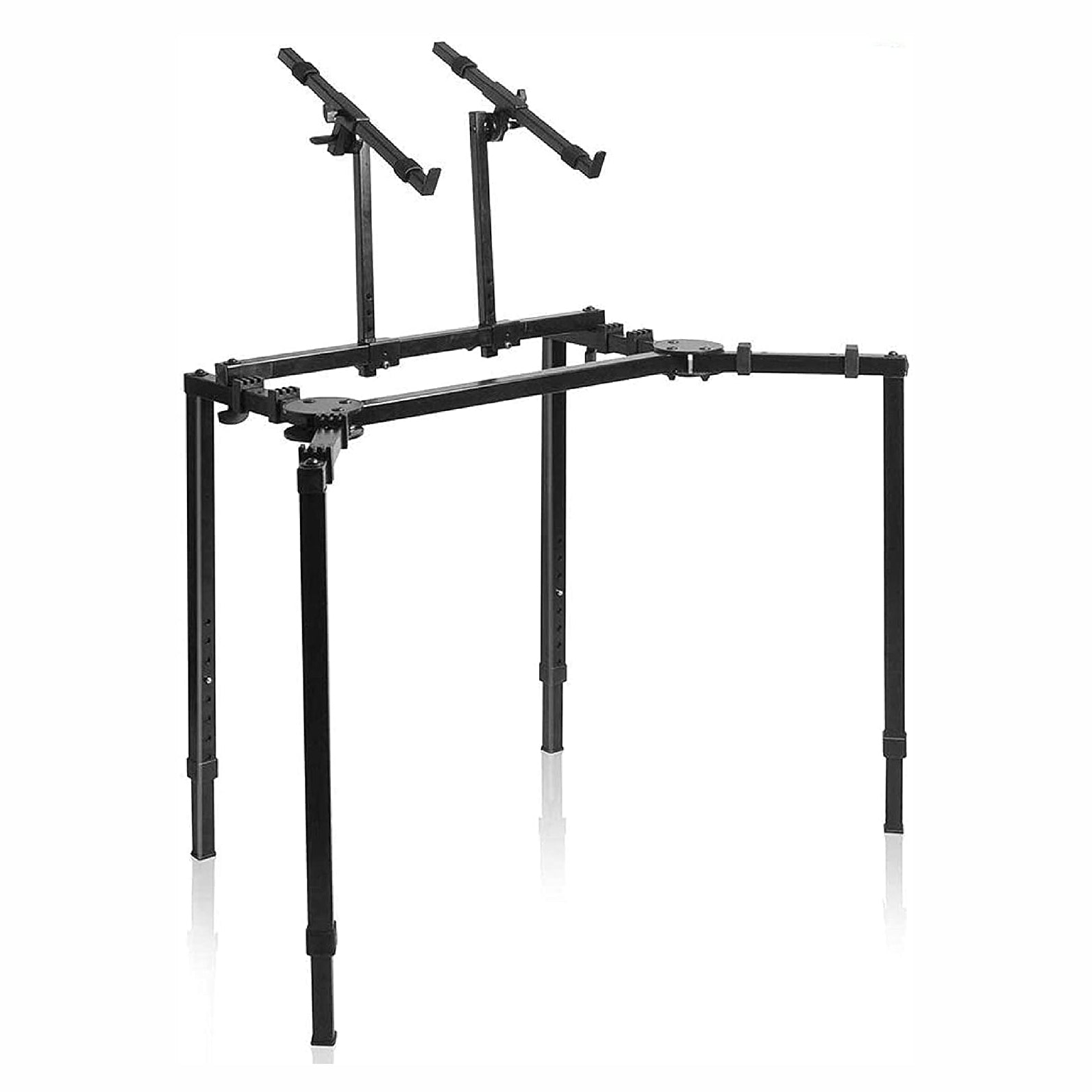 Pyle 2 Tier Heavy Duty Folding Digital Keyboard Stand Rack Case, Black (Used)