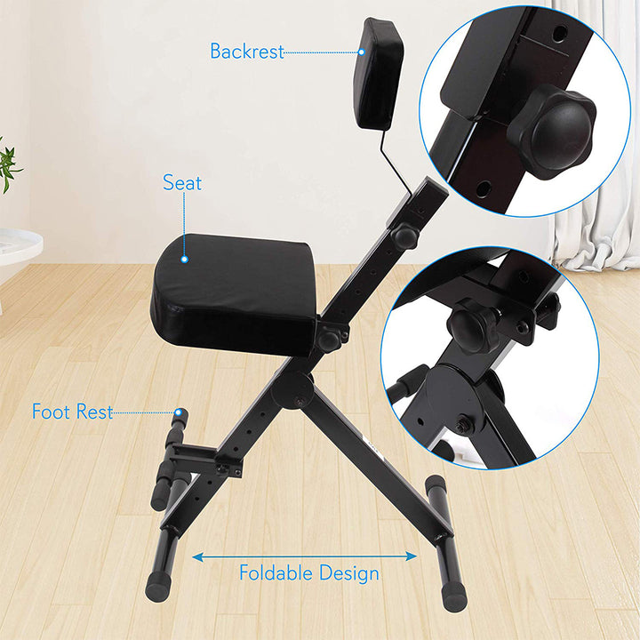 Pyle PKST70 Performer Chair Seat Portable Stool w/ Height Adjustable Foot Rest - VMInnovations