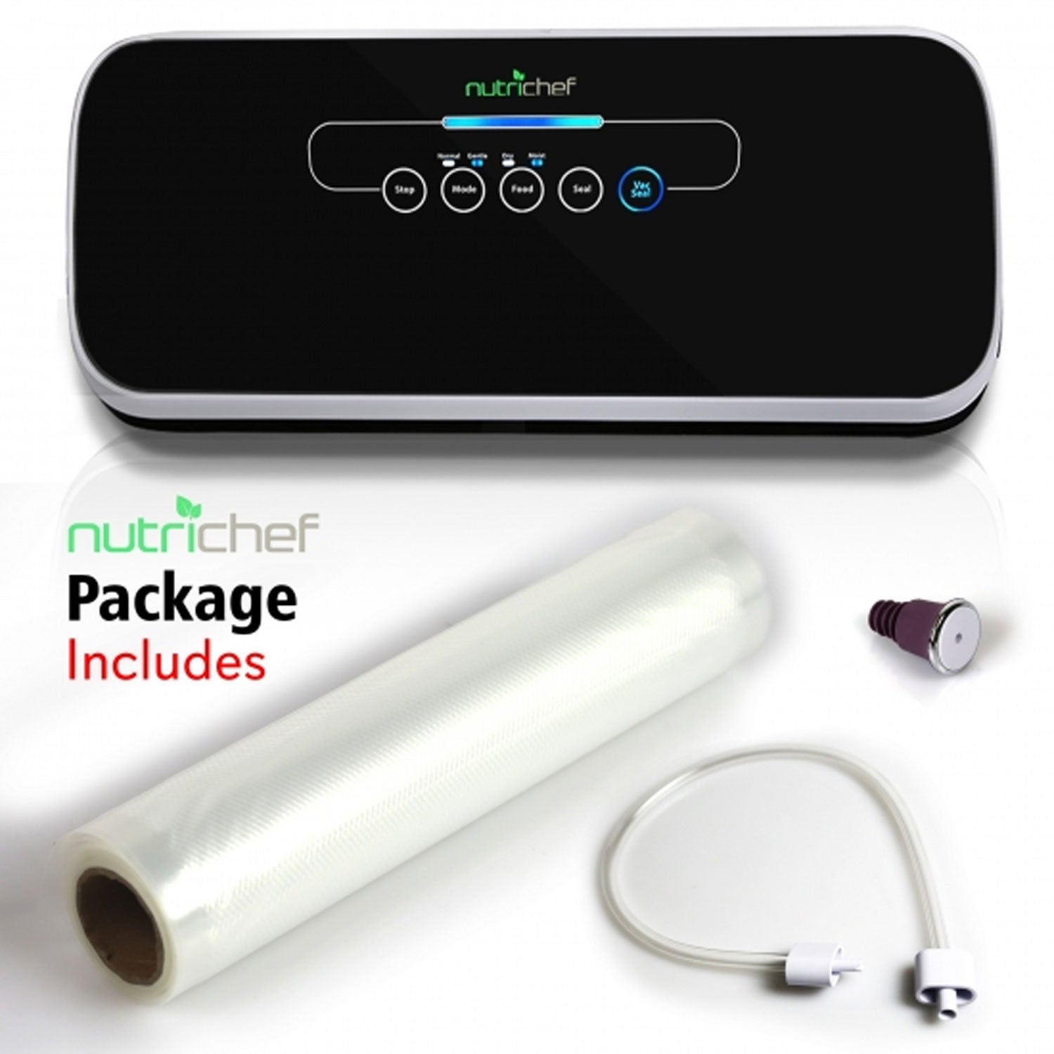 NutriChef Automatic Food Saver Vacuum Sealer Preserver Machine, Black (Open Box) - VMInnovations