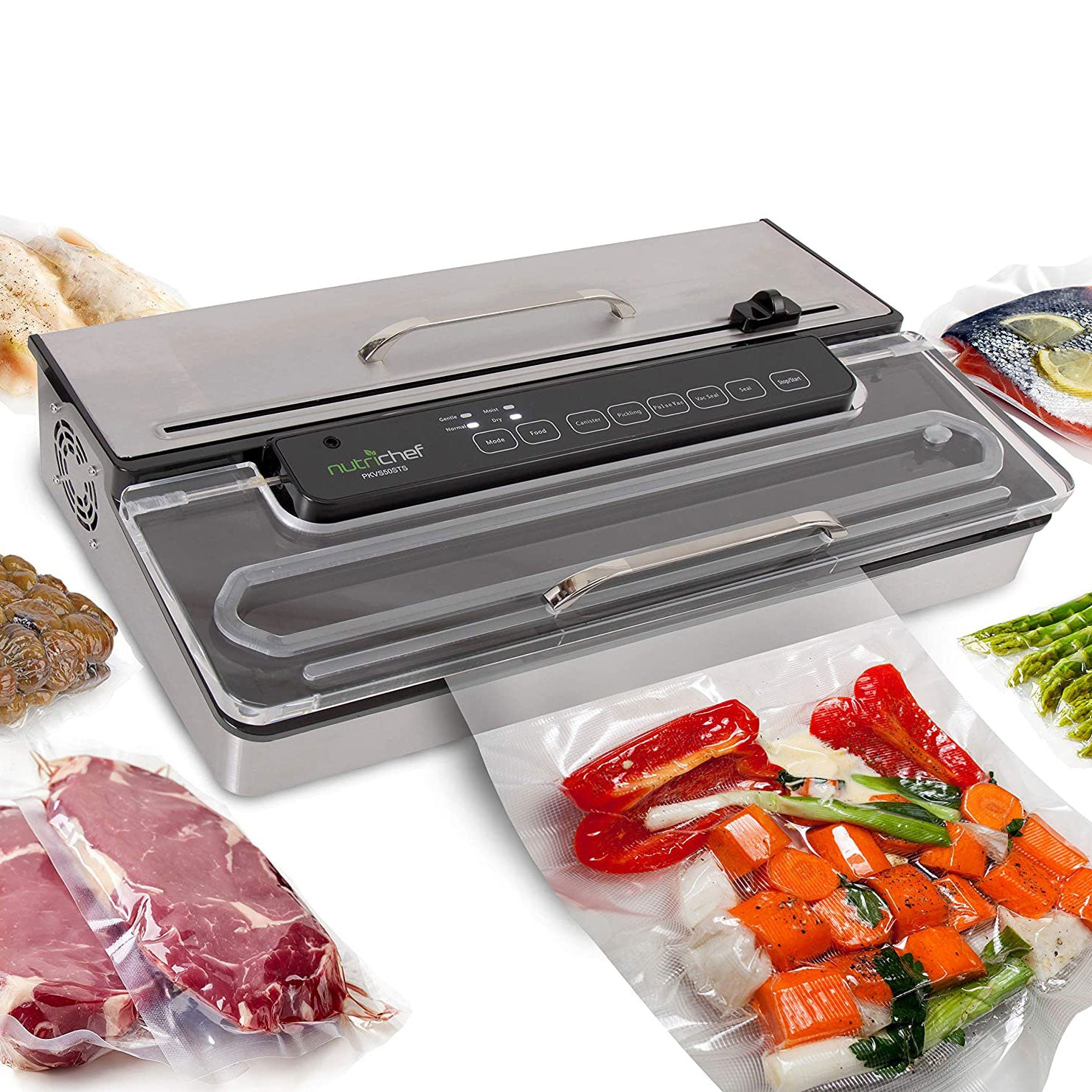 NutriChef PKVS50STS Kitchen Pro Food Electric Vacuum Sealer Preserver (4 Pack)