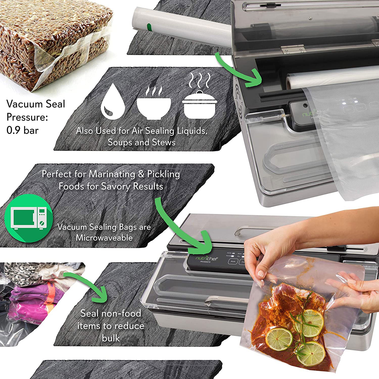 NutriChef PKVS50STS Kitchen Pro Food Electric Vacuum Sealer Preserver (2 Pack)