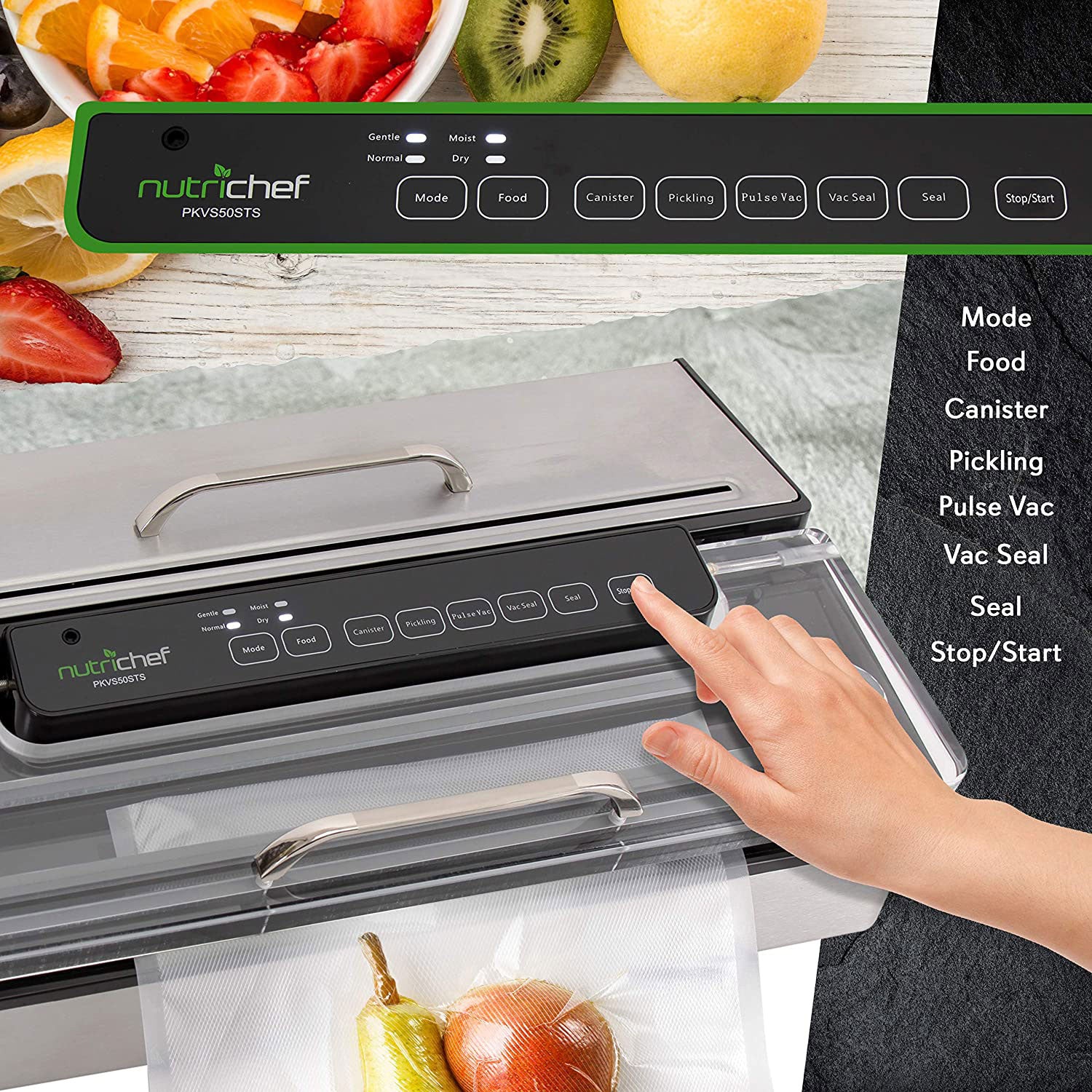 NutriChef PKVS50STS Kitchen Pro Food Electric Vacuum Sealer Preserver (2 Pack)