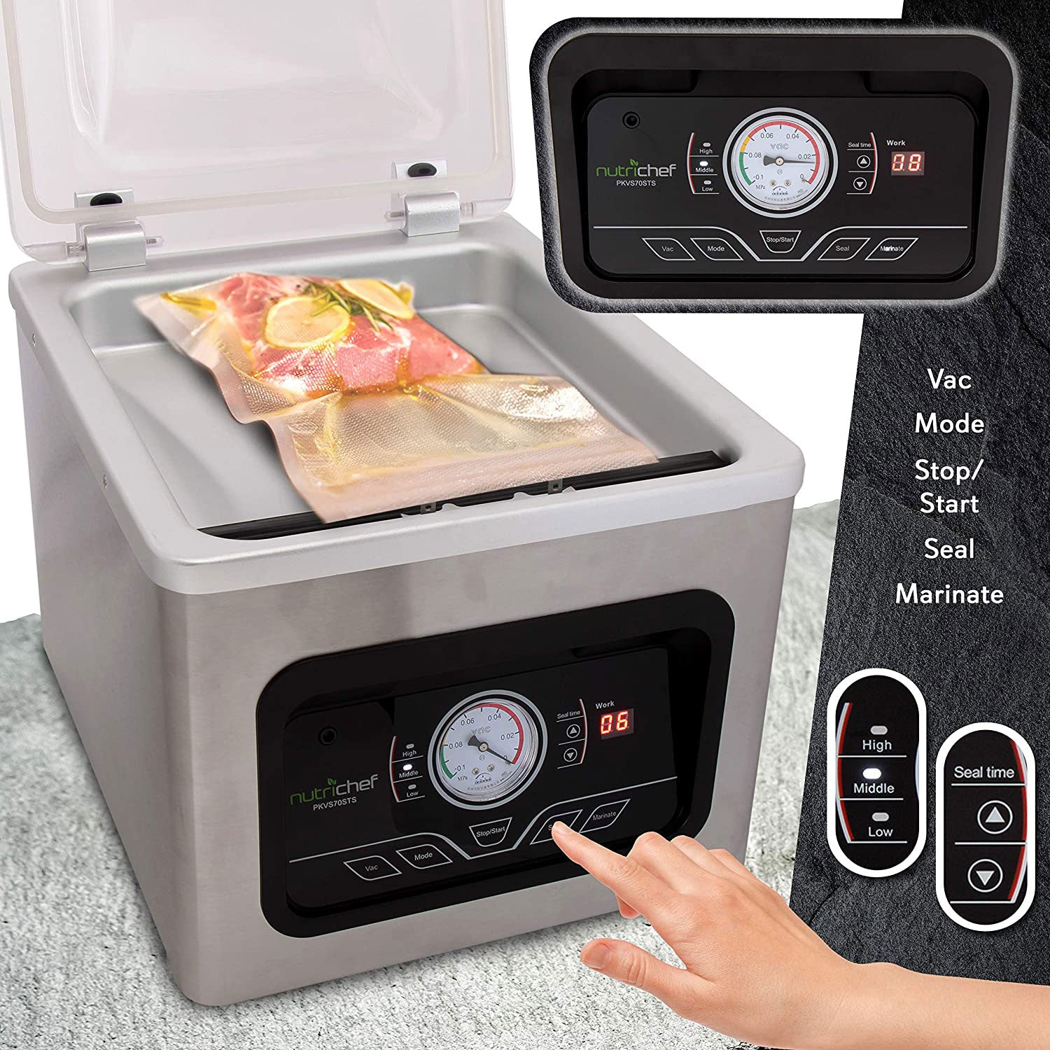 NutriChef PKVS70STS Chamber Food Air Vacuum Sealer Preserver System (4 Pack) - VMInnovations