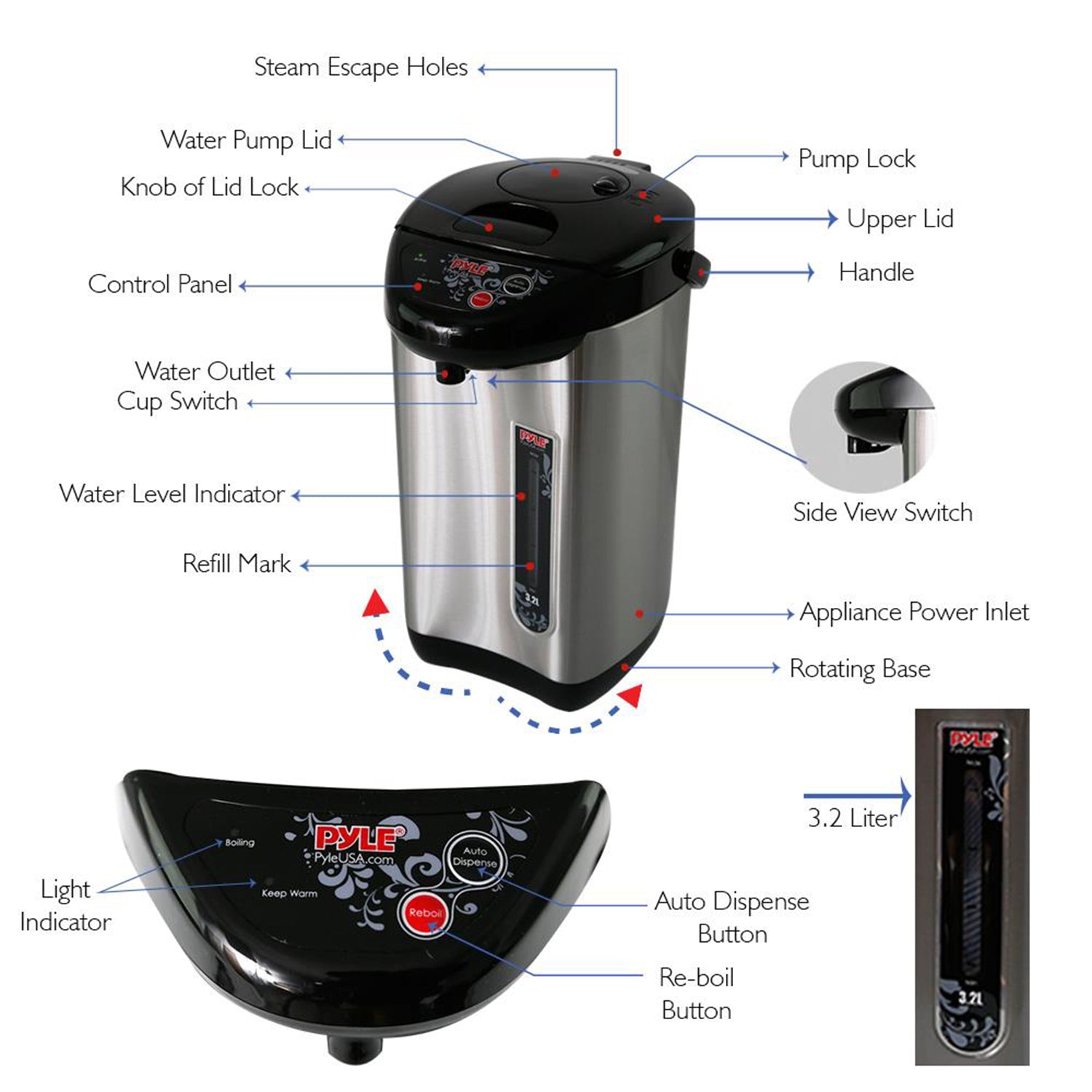NutriChef Digital Electric Hot Pot Water Boiler and Warmer Kettle,3.38 Qt (Used) - VMInnovations