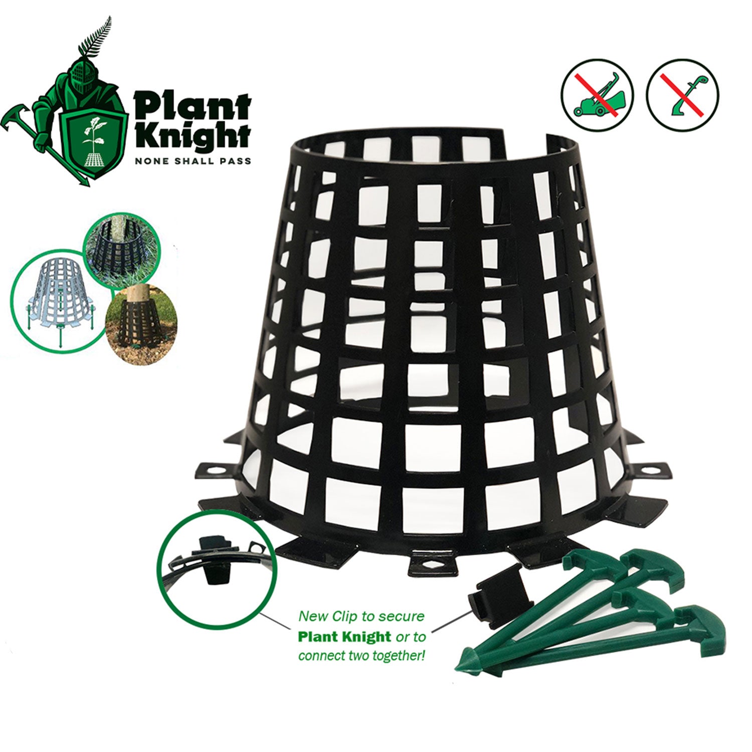 Plant Knight Tree Trunk Guard Protector for Garden Protection, 24 Pack (Black)